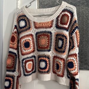 American Eagle Outfitters Multicolor Crochet Sweater